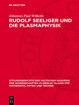 cover image of Rudolf Seeliger und die Plasmaphysik